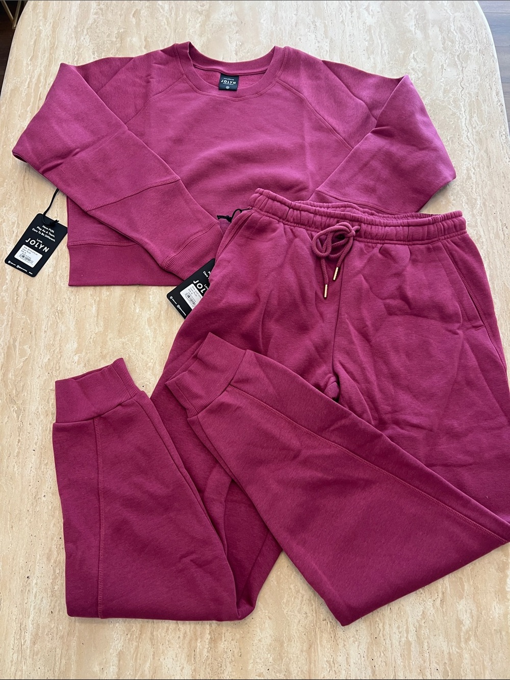 Jolyn Clothing Girls' Berry Crewneck Sweatshirt & Joggers Set